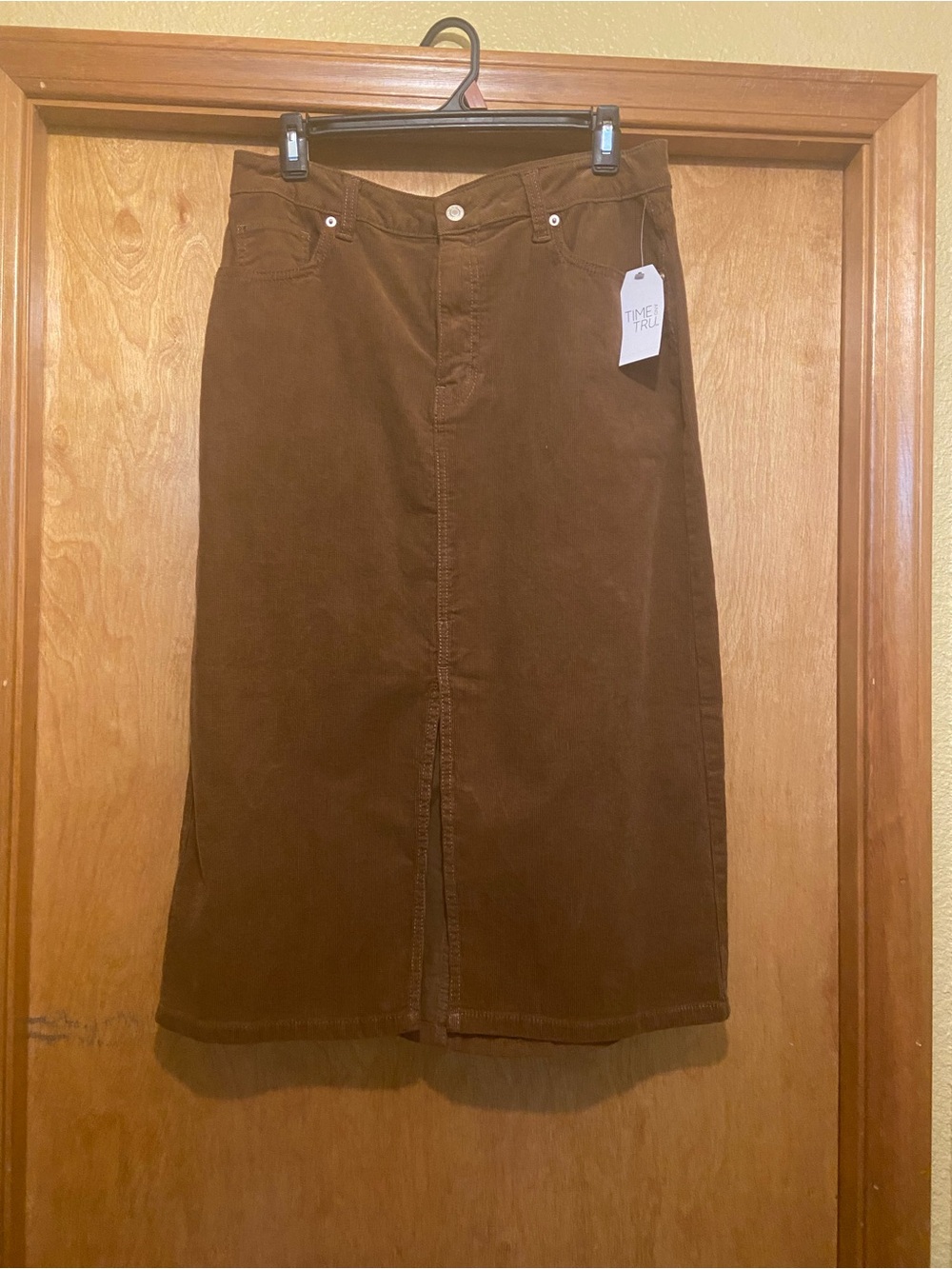 Time and Tru Brown Midi Cord Skirt